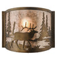 Meyda Lighting Elk at Lake 12" Antique Copper Wall Sconce With Silver Mica Shade Glass