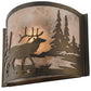 Meyda Lighting Elk at Lake 12" Antique Copper Wall Sconce With Silver Mica Shade Glass