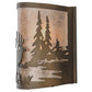 Meyda Lighting Elk at Lake 12" Antique Copper Wall Sconce With Silver Mica Shade Glass