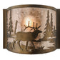 Meyda Lighting Elk at Lake 12" Antique Copper Wall Sconce With Silver Mica Shade Glass