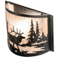 Meyda Lighting Elk at Lake 12" Textured Black Wall Sconce With Silver Mica Shade Glass