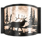 Meyda Lighting Elk at Lake 12" Textured Black Wall Sconce With Silver Mica Shade Glass