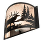 Meyda Lighting Elk at Lake 12" Textured Black Wall Sconce With Silver Mica Shade Glass