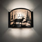 Meyda Lighting Elk at Lake 12" Textured Black Wall Sconce With Silver Mica Shade Glass