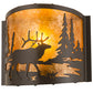 Meyda Lighting Elk at Lake 12" Timeless Bronze Wall Sconce With Amber Mica Shade Glass