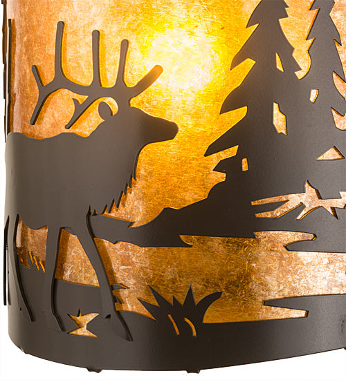 Meyda Lighting Elk at Lake 12" Timeless Bronze Wall Sconce With Amber Mica Shade Glass