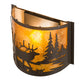 Meyda Lighting Elk at Lake 12" Timeless Bronze Wall Sconce With Amber Mica Shade Glass