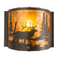 Meyda Lighting Elk at Lake 12" Timeless Bronze Wall Sconce With Amber Mica Shade Glass