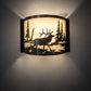 Meyda Lighting Elk at Lake 12" Timeless Bronze Wall Sconce With Beige Art Shade Glass