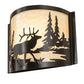 Meyda Lighting Elk at Lake 12" Timeless Bronze Wall Sconce With Beige Art Shade Glass