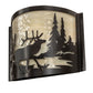 Meyda Lighting Elk at Lake 12" Timeless Bronze Wall Sconce With Beige Art Shade Glass