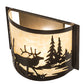 Meyda Lighting Elk at Lake 12" Timeless Bronze Wall Sconce With Beige Art Shade Glass