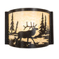 Meyda Lighting Elk at Lake 12" Timeless Bronze Wall Sconce With Beige Art Shade Glass