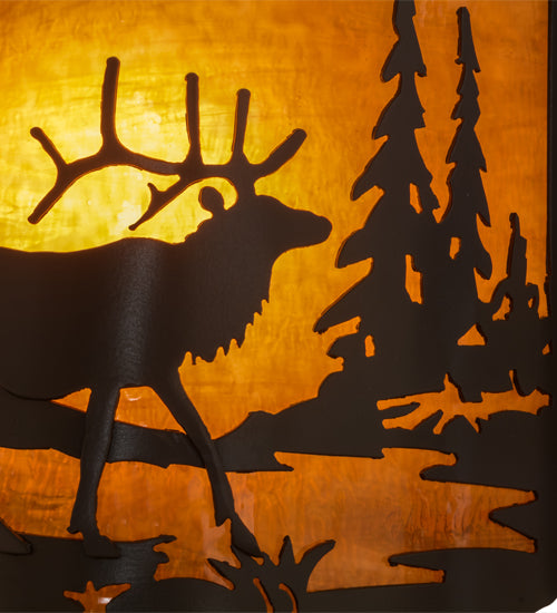 Meyda Lighting Elk at Lake 12" Timeless Bronze Wall Sconce With Honey Art Shade