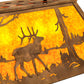 Meyda Lighting Elk at Lake 33" 6-Light Antique Copper Island Pendant Light With Amber Mica Shade Glass