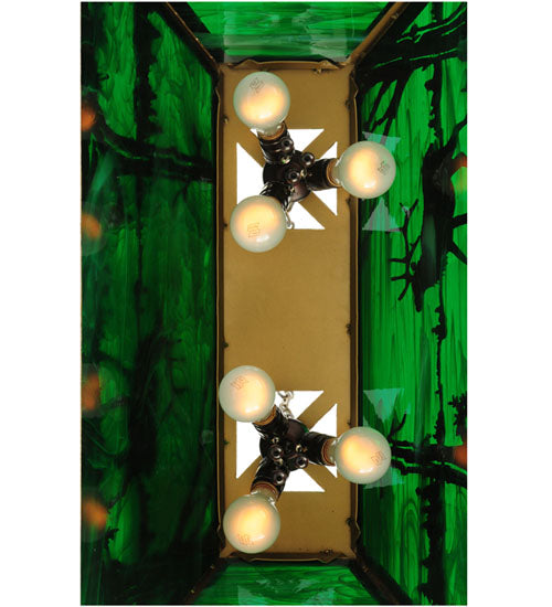 Meyda Lighting Elk at Lake 33" 6-Light Corinth Island Pendant Light With Emerald Green Shade Glass
