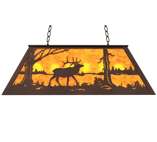 Meyda Lighting Elk at Lake 33" 6-Light Mahogany Bronze Island Pendant Light With Amber Mica Shade Glass