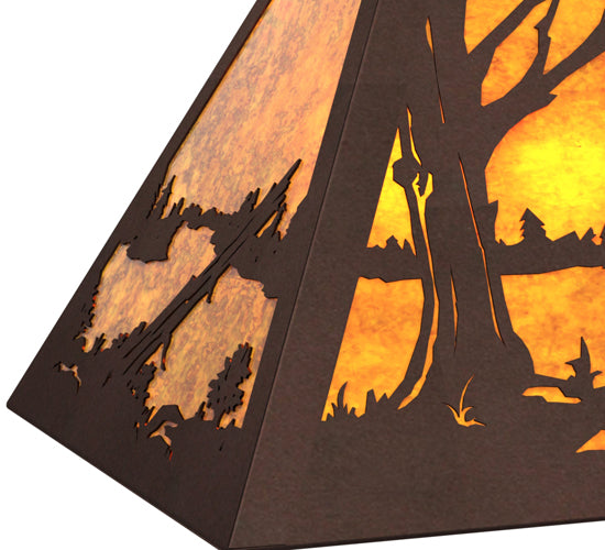 Meyda Lighting Elk at Lake 33" 6-Light Mahogany Bronze Island Pendant Light With Amber Mica Shade Glass