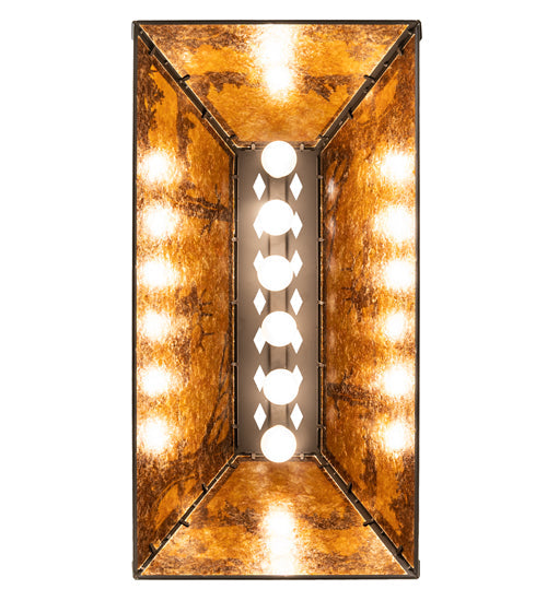 Meyda Lighting Elk at Lake 33" 6-Light Oil Rubbed Bronze Island Pendant Light With Amber Mica Shade Glass
