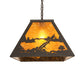 Meyda Lighting Elk at Lake 33" 6-Light Oil Rubbed Bronze Island Pendant Light With Amber Mica Shade Glass