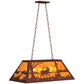 Meyda Lighting Elk at Lake 33" 6-Light Rust Island Pendant Light With Amber Mica Shade Glass