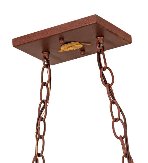 Meyda Lighting Elk at Lake 33" 6-Light Rust Island Pendant Light With Silver Mica Shade Glass