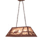 Meyda Lighting Elk at Lake 33" 6-Light Rust Island Pendant Light With Silver Mica Shade Glass