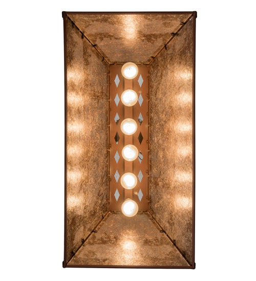 Meyda Lighting Elk at Lake 33" 6-Light Rust Island Pendant Light With Silver Mica Shade Glass