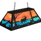 Meyda Lighting Elk at Lake 33" 6-Light Textured Black Island Pendant Light With Orange & Blue Green Art Shade Glass