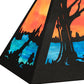 Meyda Lighting Elk at Lake 33" 6-Light Textured Black Island Pendant Light With Orange & Blue Green Art Shade Glass