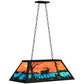 Meyda Lighting Elk at Lake 33" 6-Light Textured Black Island Pendant Light With Orange & Blue Green Art Shade Glass