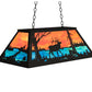 Meyda Lighting Elk at Lake 33" 6-Light Textured Black Island Pendant Light With Orange & Blue Green Art Shade Glass