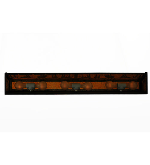 Meyda Lighting Elk at Lake 36" 6-Light Dark Roast Vanity Light With Amber Mica Shade Glass