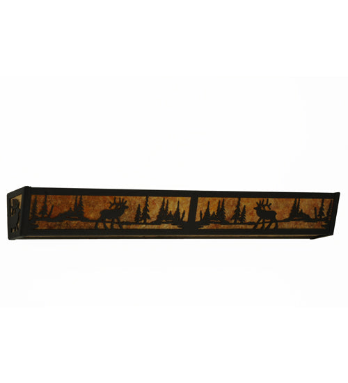 Meyda Lighting Elk at Lake 36" 6-Light Dark Roast Vanity Light With Amber Mica Shade Glass