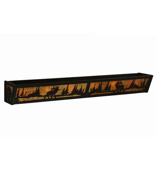 Meyda Lighting Elk at Lake 36" 6-Light Dark Roast Vanity Light With Amber Mica Shade Glass