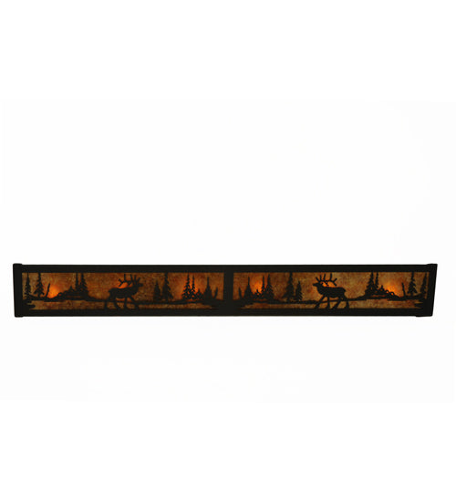 Meyda Lighting Elk at Lake 36" 6-Light Dark Roast Vanity Light With Amber Mica Shade Glass