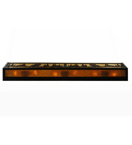 Meyda Lighting Elk at Lake 36" 6-Light Dark Roast Vanity Light With Amber Mica Shade Glass