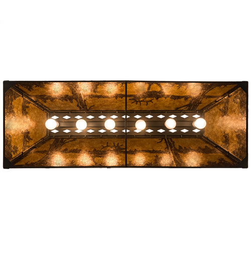 Meyda Lighting Elk at Lake 48" 6-Light Textured Island Pendant Light With Amber Mica Shade Glass