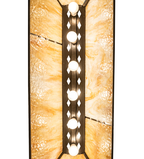 Meyda Lighting Elk at Lake 48" 6-Light Timeless Bronze Island Pendant Light With Beige Art Shade Glass