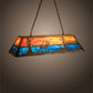 Meyda Lighting Elk at Lake 48" 9-Light Antique Copper Island Pendant Light With Orange & Blue Green Art Shade Glass