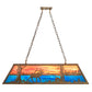 Meyda Lighting Elk at Lake 48" 9-Light Antique Copper Island Pendant Light With Orange & Blue Green Art Shade Glass