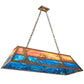 Meyda Lighting Elk at Lake 48" 9-Light Antique Copper Island Pendant Light With Orange & Blue Green Art Shade Glass