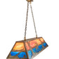 Meyda Lighting Elk at Lake 48" 9-Light Antique Copper Island Pendant Light With Orange & Blue Green Art Shade Glass