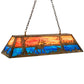 Meyda Lighting Elk at Lake 48" 9-Light Antique Copper Island Pendant Light With Orange & Blue Green Art Shade Glass