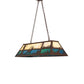 Meyda Lighting Elk at Lake 48" 9-Light Cafe Noir Island Pendant Light With Beige & Blue Green Ripple Art Shade Glass