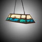 Meyda Lighting Elk at Lake 48" 9-Light Cafe Noir Island Pendant Light With Beige & Blue Green Ripple Art Shade Glass