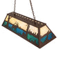 Meyda Lighting Elk at Lake 48" 9-Light Cafe Noir Island Pendant Light With Beige & Blue Green Ripple Art Shade Glass