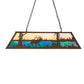 Meyda Lighting Elk at Lake 48" 9-Light Cafe Noir Island Pendant Light With Beige & Blue Green Ripple Art Shade Glass