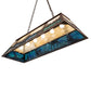 Meyda Lighting Elk at Lake 48" 9-Light Cafe Noir Island Pendant Light With Beige & Blue Green Ripple Art Shade Glass