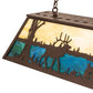Meyda Lighting Elk at Lake 48" 9-Light Cafe Noir Island Pendant Light With Beige & Blue Green Ripple Art Shade Glass